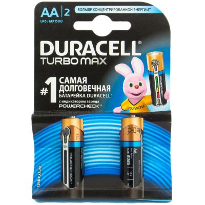 Лот: 16645945. Фото: 1. Батарейки АА 2шт Duracell Turbo... Батарейки, аккумуляторы, элементы питания