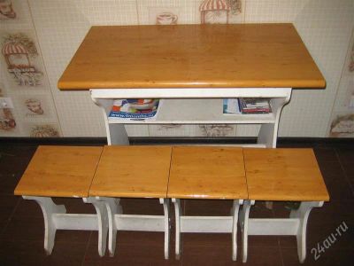 Лот: 2519829. Фото: 1. Кухонный стол + 4 табуретки. Другое (мебель)