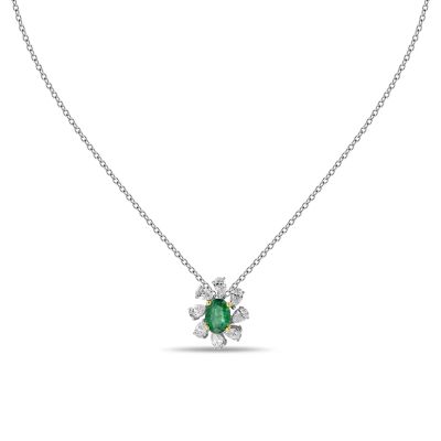 Лот: 24649262. Фото: 1. Колье с изумрудом и бриллиантами. Колье