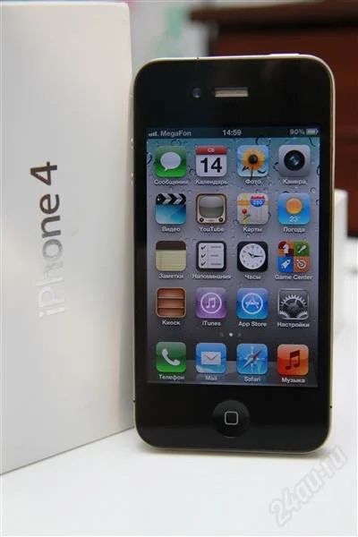 Лот: 1480845. Фото: 1. iPhone4 16Gb чёрный все симки... Смартфоны