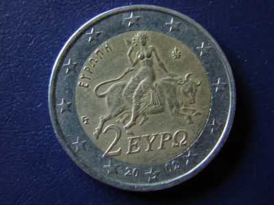 Лот: 5739034. Фото: 1. 2 евро 2002, Греция, похищение... Европа