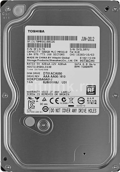 Лот: 11592889. Фото: 1. Жесткий диск Toshiba DT01ACA050... Жёсткие диски (HDD)