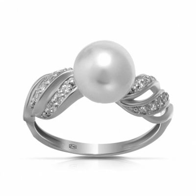 Лот: 23835058. Фото: 1. Кольцо из серебра с жемчугом SWAROVSKI... Кольца, перстни