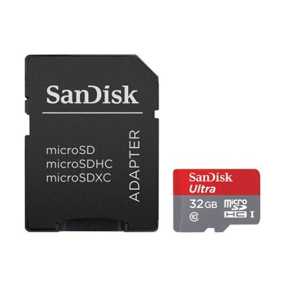 Лот: 11763662. Фото: 1. MicroSD 32 Gb SanDisk +SD адаптера. Карты памяти