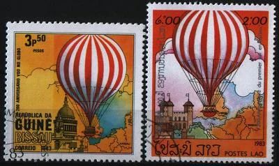 Лот: 8861644. Фото: 1. Лаос.Гвинея-Биссау 1983г- возд... Марки