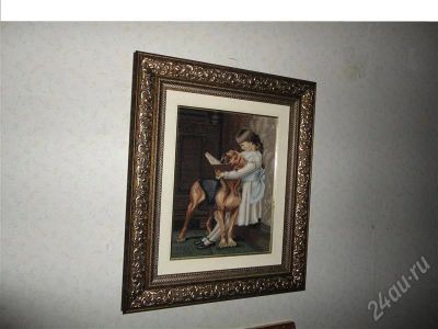 Лот: 351321. Фото: 1. Вышивка "Девочка с собакой". Готовые изделия