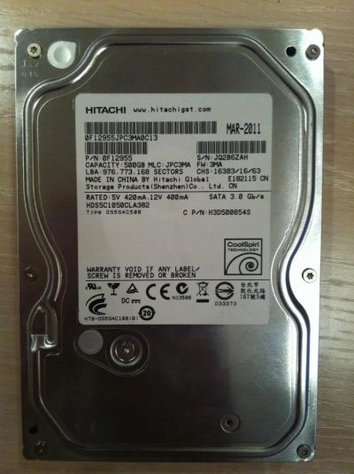 Лот: 4103618. Фото: 1. Жесткий диск SATA-II 500Gb Hitachi... Жёсткие диски (HDD)