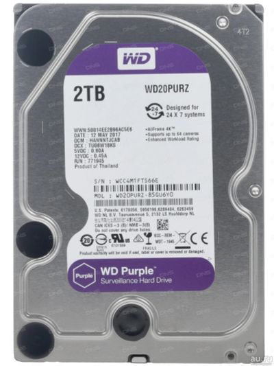 Лот: 13115753. Фото: 1. 2 ТБ Жесткий диск WD Purple [WD20PURZ... Жёсткие диски (HDD)