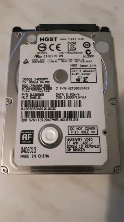Лот: 11963987. Фото: 1. 2,5" HDD HGST 500Gb 5400Prm sata... Жёсткие диски (HDD)