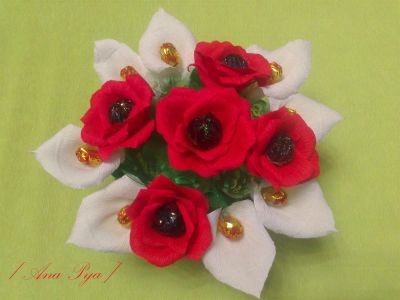 Лот: 3484623. Фото: 1. Букет из конфет "Маки и каллы... Другое (цветы, букеты)