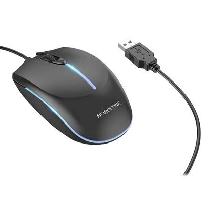 Лот: 25324663. Фото: 1. Мышь Borofone BG10 1,5м USB black... Клавиатуры и мыши