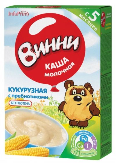Лот: 5892056. Фото: 1. Каша "Винни" кукурузная с пребиотиками. Детское питание