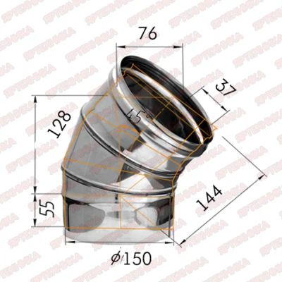 Лот: 19122763. Фото: 1. Отвод моно 135° d150мм (430/0... Дымоходы