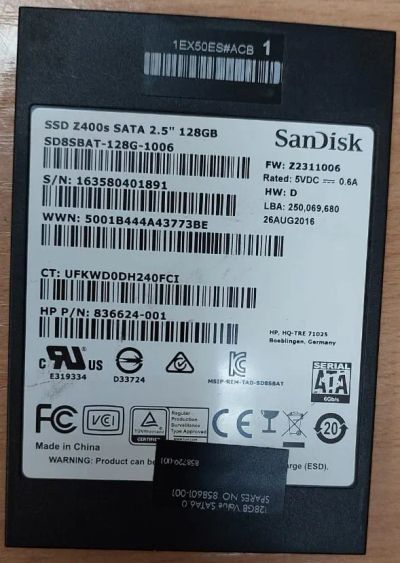 Лот: 20011884. Фото: 1. Наработки 3 месяца SanDisk SD8SBAT-128G-1006... SSD-накопители