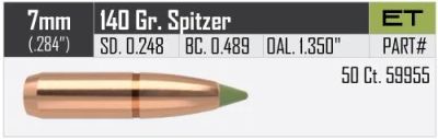 Лот: 25678689. Фото: 1. Пуля Nosler E-Tip 7 mm/.284 140... Другое (охота)