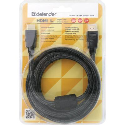 Лот: 17338700. Фото: 1. Кабель HDMI Defender 2.0m в оплетке. Шнуры, кабели, разъёмы