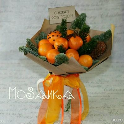 Лот: 10713288. Фото: 1. Букет "Мандариновое счастье". Букеты из конфет, игрушек