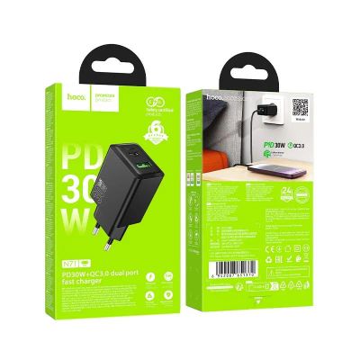 Лот: 25794831. Фото: 1. СЗУ HOCO N71 1A1C 30W QC3.0 Black. Зарядные устройства, блоки питания, адаптеры сетевые для смартфонов