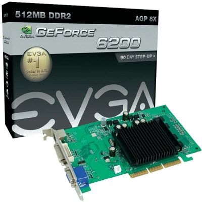 Лот: 4552726. Фото: 1. Видеоплата AGP 512Mb GeForce 6200... Видеокарты