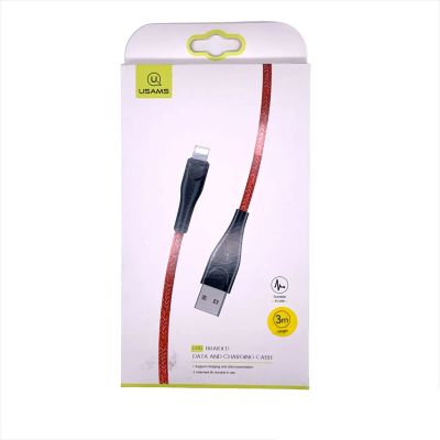 Лот: 22146436. Фото: 1. Кабель USAMS Lighting U41 3m Red. Дата-кабели, переходники