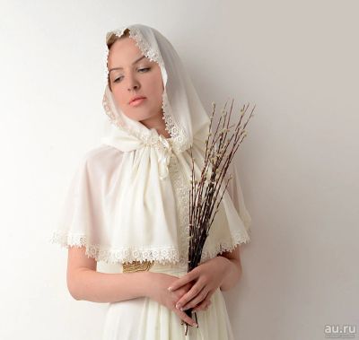 Лот: 9013500. Фото: 1. Платок для венчания, крещения... Фаты, вуали, шляпки