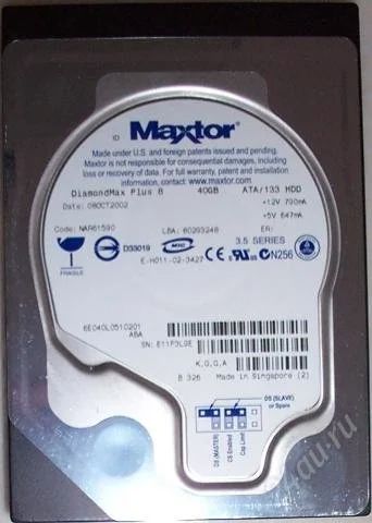 Лот: 2044749. Фото: 1. HDD Maxtor 40 Gb IDE. Жёсткие диски (HDD)
