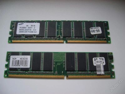 Лот: 2211999. Фото: 1. 2 планки памяти по 256Mb DIMM... Оперативная память