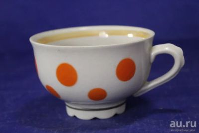 Лот: 16482466. Фото: 1. Чайная чашка Фарфор Горох позолота... Кружки, стаканы, бокалы