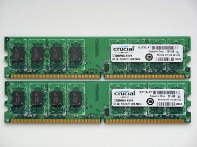 Лот: 11028338. Фото: 1. 4Gb (2Gb x 2) Crucial DDR2 800... Оперативная память