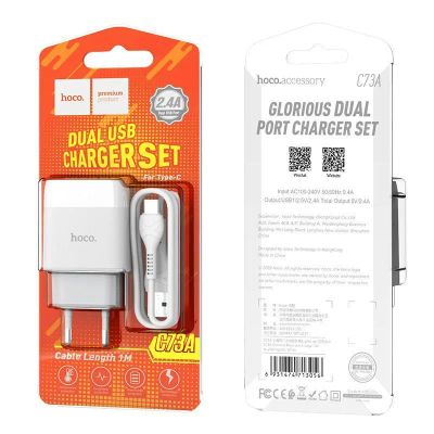 Лот: 22150636. Фото: 1. СЗУ HOCO C73A dual USB port +TYPE-C... Зарядные устройства, блоки питания, адаптеры сетевые для смартфонов