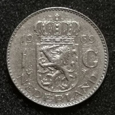 Лот: 23531784. Фото: 1. 1 гульден 1969 года. Нидерланды... Европа
