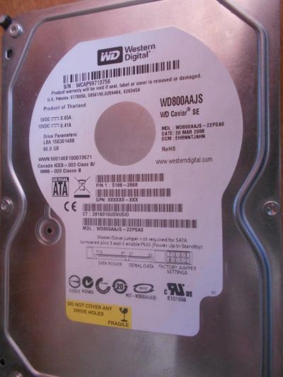 Лот: 8265481. Фото: 1. Жесткий диск Western Digital 80Gb. Жёсткие диски (HDD)