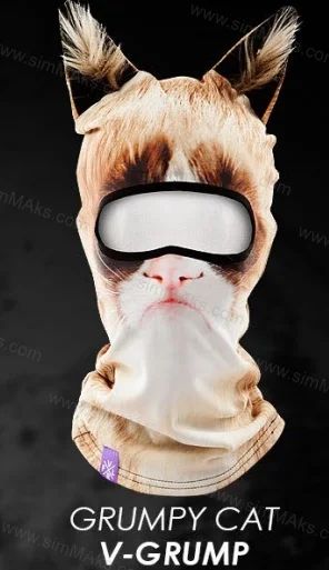 Лот: 6684693. Фото: 1. Балаклава с ушами Хмурый кот... Маски, очки