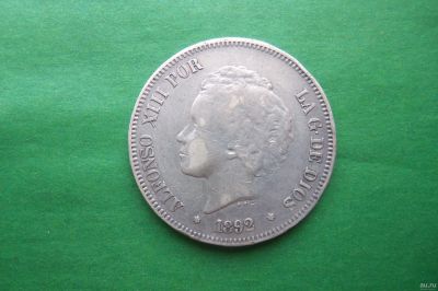 Лот: 17879460. Фото: 1. Испания 5 песет 1892 г. Альфонсо... Европа