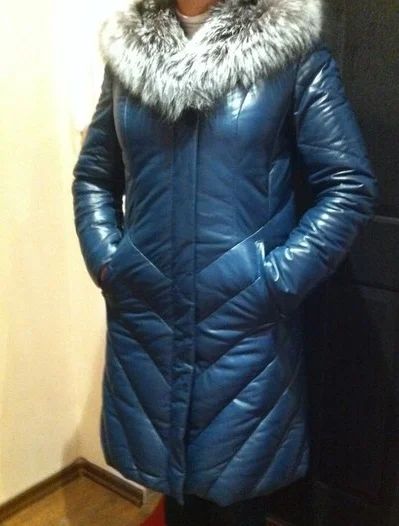 Лот: 3437348. Фото: 1. Кожаный пуховик с чернобуркой... Верхняя одежда