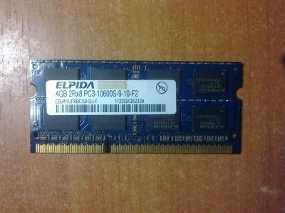 Лот: 18657102. Фото: 1. Elpida 4GB DDR3 SO-DIMM 1333 MHz. Оперативная память