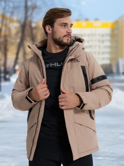 Лот: 23958428. Фото: 1. Пуховик мужской Athlex, Бежевый. Другое (спортивная одежда)