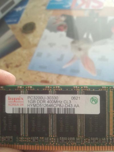 Лот: 7532223. Фото: 1. Hynix ddr 1gb pc3200u 400mhz 2шт... Оперативная память