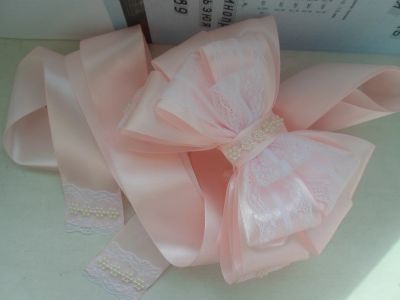 Лот: 12263371. Фото: 1. Бант на выписку из роддома светло-розовый. Комплекты, конверты на выписку