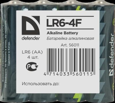 Лот: 6951244. Фото: 1. Батарейка AA LR6-4F Defender... Батарейки, аккумуляторы, элементы питания