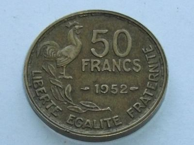 Лот: 8508928. Фото: 1. Монета 50 франк Франция 1952 портрет... Европа