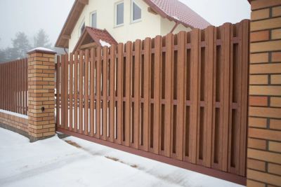 Лот: 15844536. Фото: 1. Откатные ворота из евроштакетника... Ворота, заборы, шлагбаумы