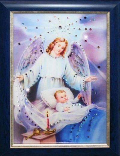 Лот: 21290607. Фото: 1. Картина Ангел-Защитник с кристаллами... Другое (сувениры, подарки)