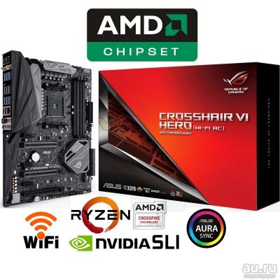 Лот: 12980976. Фото: 1. Asus Rog Crosshair VI Hero (Wi-Fi... Материнские платы