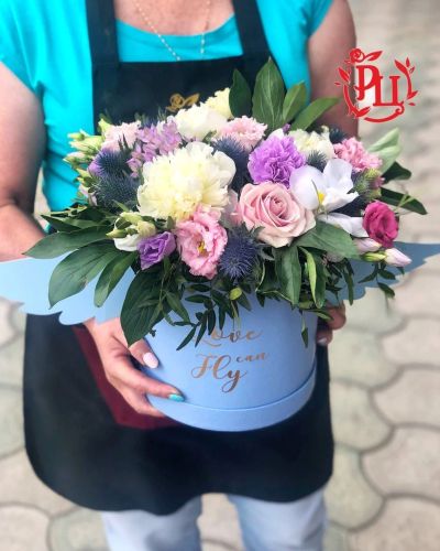 Лот: 14171618. Фото: 1. Лот № 805 Композиция в круглой... Свежие цветы