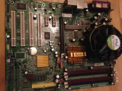 Лот: 7637904. Фото: 1. Процессор Celeron 2.8Ghz + Материнская... Материнские платы