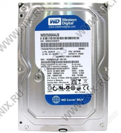 Лот: 1700960. Фото: 1. Western Digital Caviar Blue <WD2500AAJS. Жёсткие диски (HDD)