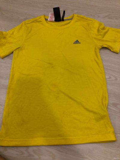 Лот: 15301892. Фото: 1. Желтая футболка Adidas. Футболки, поло, топы, лонгсливы
