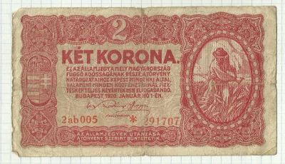 Лот: 16176828. Фото: 1. Венгрия 2 кроны 1920 С 1 рубля... Европа