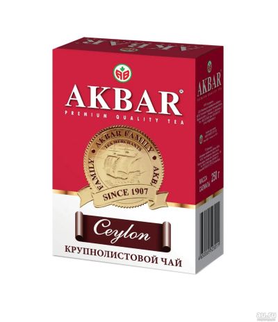 Лот: 13687424. Фото: 1. Чай Акбар Черный 250г байховый... Чай, кофе, какао